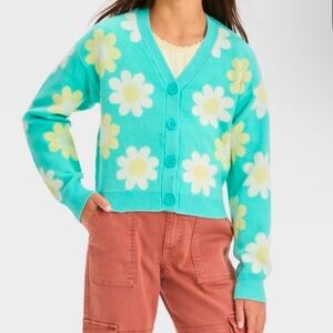 Art Class Girls Knitted Floral Button Down Sweater Size S (6/6X)